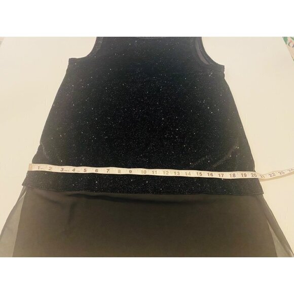 Joan Vass New York Velvet Glitter Tank Top with contrast sheer hem, Medium - Picture 8 of 11